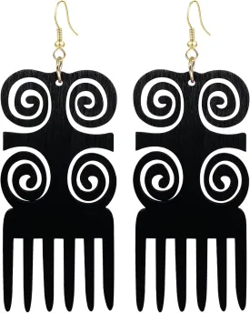 2 Pairs Boho Wooden Dangle Earrings for Women Lightweight Ethnic Style Drop Earrings for Women Jewelry
