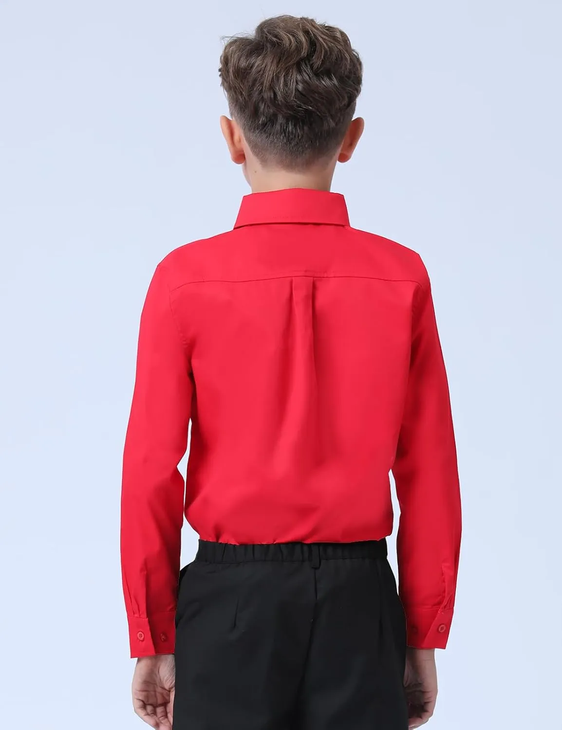 A&J DESIGN Boys Dress Shirt Kid Long Sleeve Formal Uniform School Oxford Button Up Shirt with Tie and Handkerchief