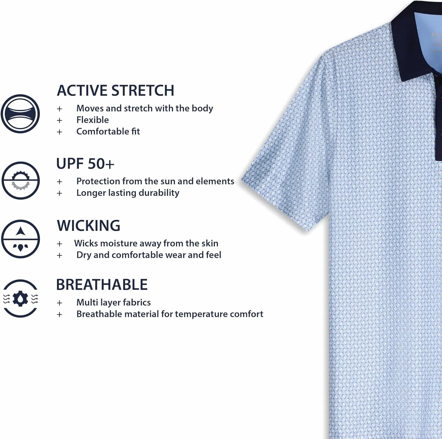 Ben Sherman Men's Performance Luxury Golf Polo Shirt Stretch & Buttery Soft Fabric, Athletic Fit