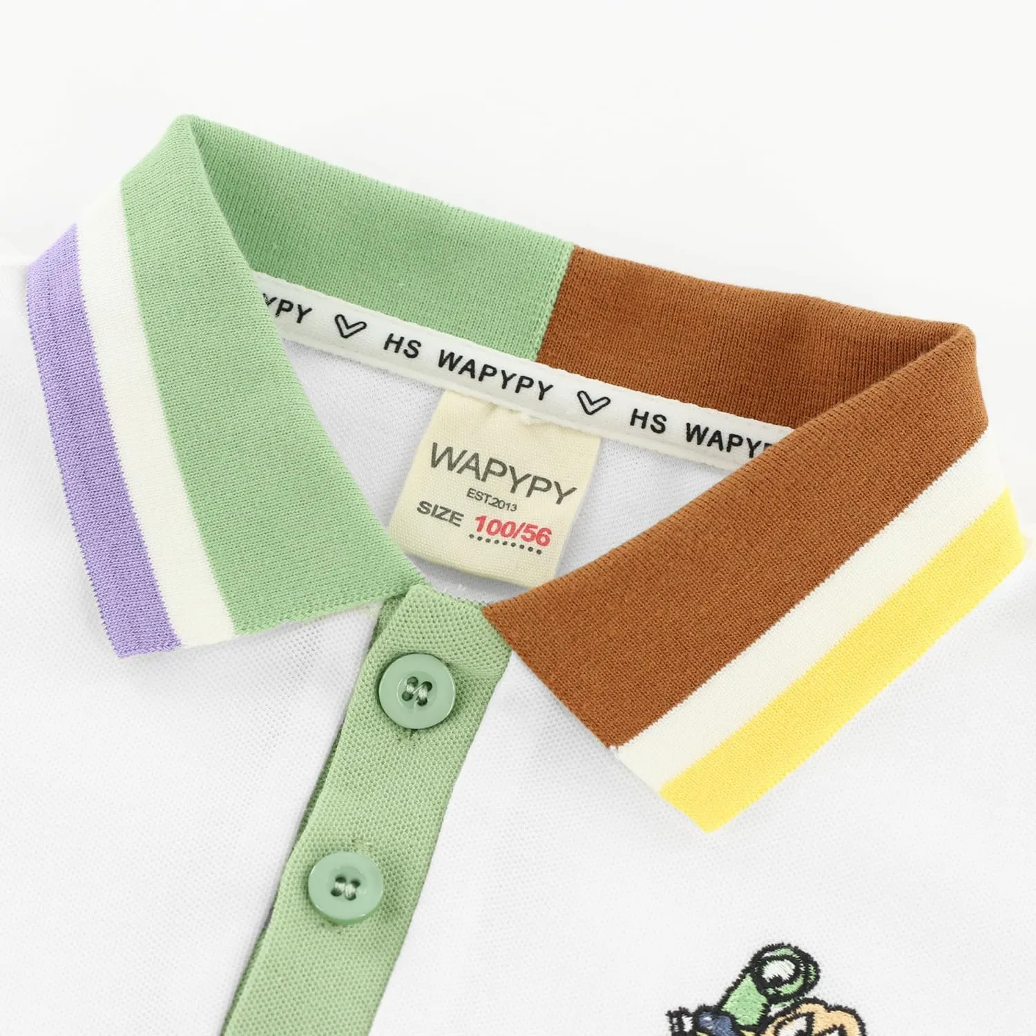 Boys Polo Shirt with Patchwork Style, Short Sleeve Uniform Shirts for Boys