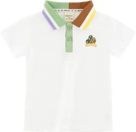 Boys Polo Shirt with Patchwork Style, Short Sleeve Uniform Shirts for Boys