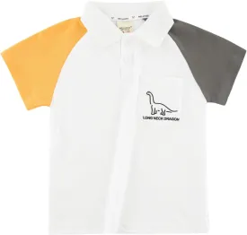 Boys Polo Shirt with Patchwork Style, Short Sleeve Uniform Shirts for Boys