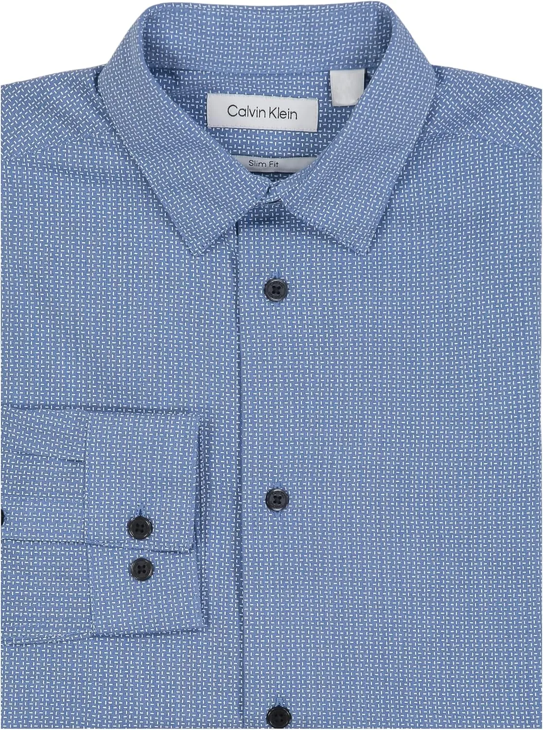 Calvin Klein Boy's Long Sleeve Patterned Dress Shirt, Button-down Style With Cuffs & Shirttail Hem
