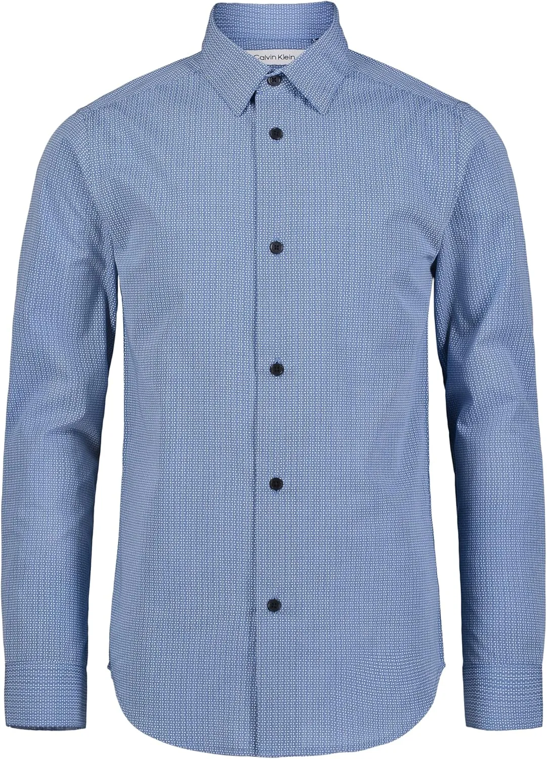 Calvin Klein Boy's Long Sleeve Patterned Dress Shirt, Button-down Style With Cuffs & Shirttail Hem
