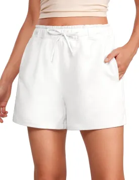 CRZ YOGA Comfy Cotton Sweat Shorts for Women Casual Summer Drawstring for Gym Lounge Workout Jersey with Pockets