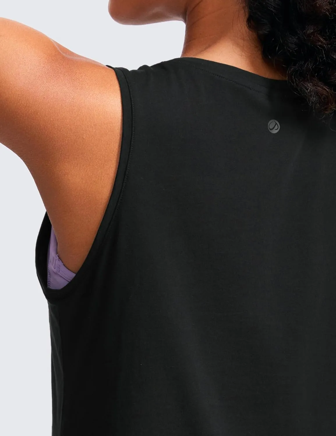 CRZ YOGA Pima Cotton High Neck Cropped Tank Tops for Women Crop Athletic Gym Workout Sleeveless Shirts