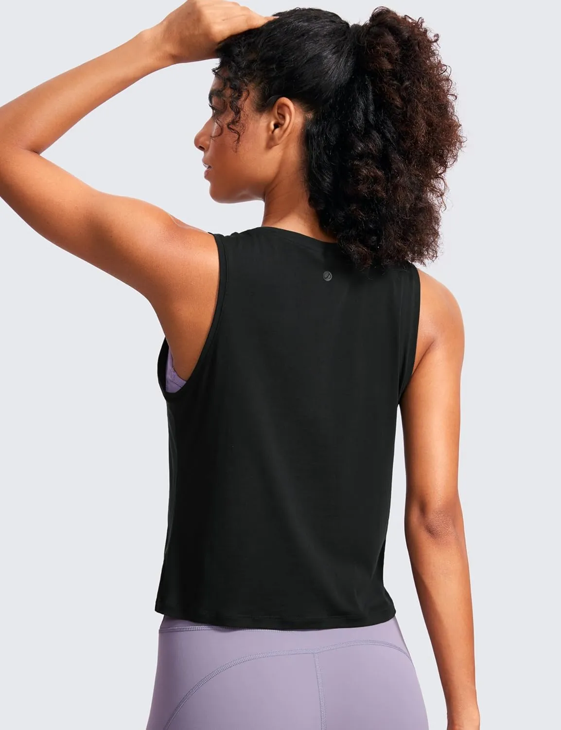CRZ YOGA Pima Cotton High Neck Cropped Tank Tops for Women Crop Athletic Gym Workout Sleeveless Shirts
