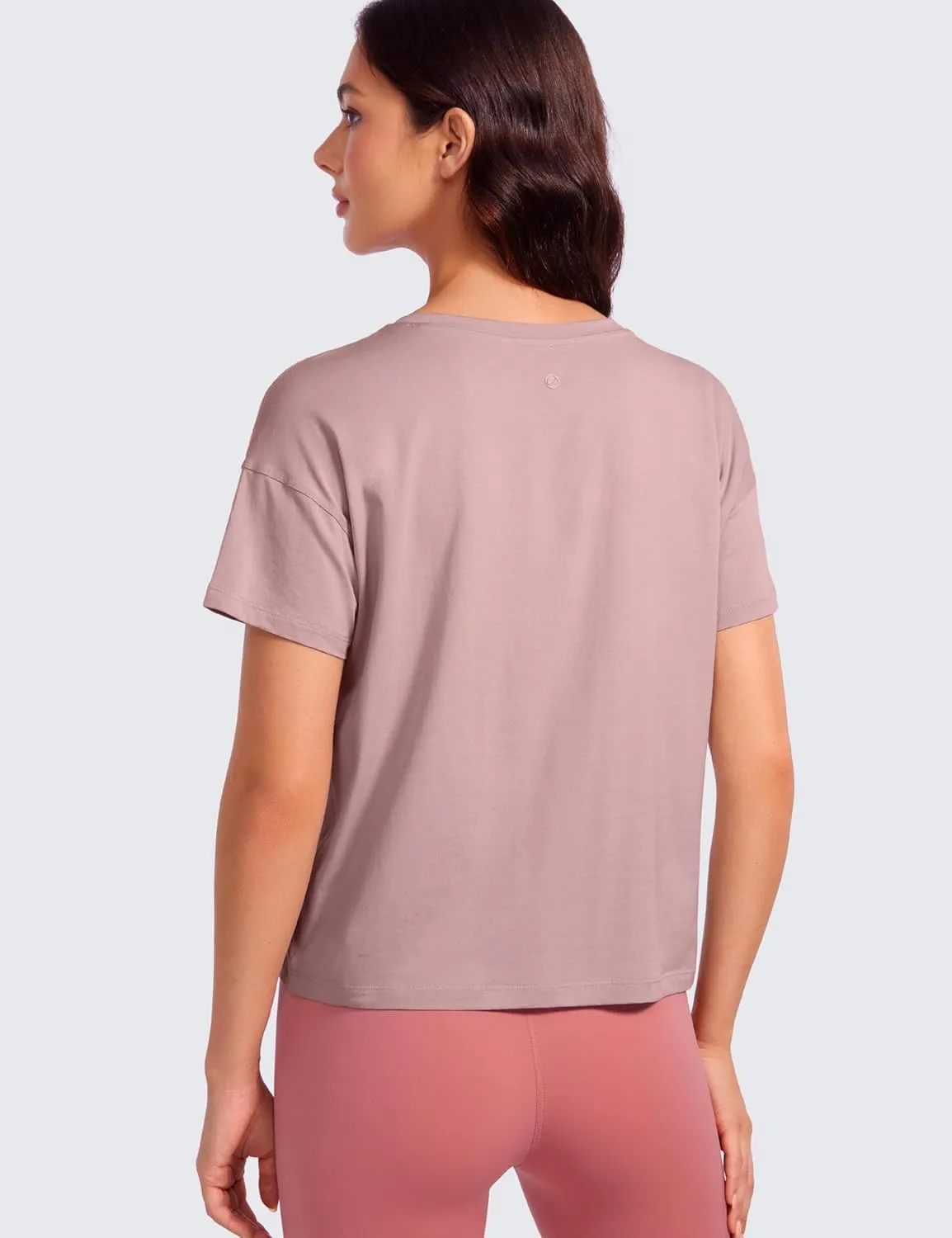 CRZ YOGA Pima Cotton Short Sleeve Workout Tops for Women Loose Basic T-Shirts Athletic Gym Casual Shirts