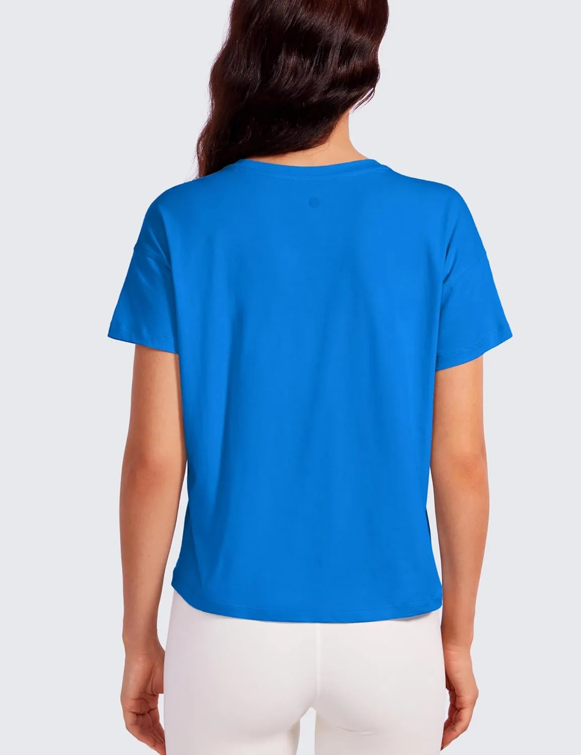 CRZ YOGA Pima Cotton Short Sleeve Workout Tops for Women Loose Basic T-Shirts Athletic Gym Casual Shirts