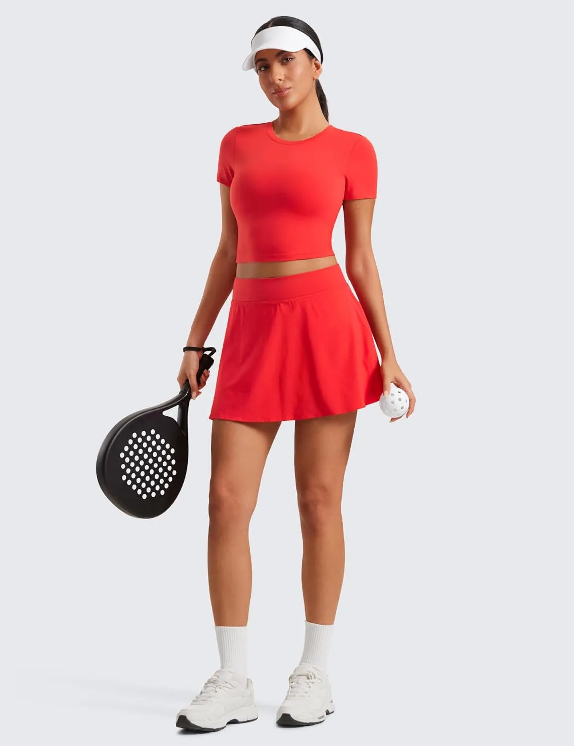 CRZ YOGA Tennis Skirt for Women High Waisted Flowy Golf Pickleball Athletic Casual A Line Skorts with Pockets