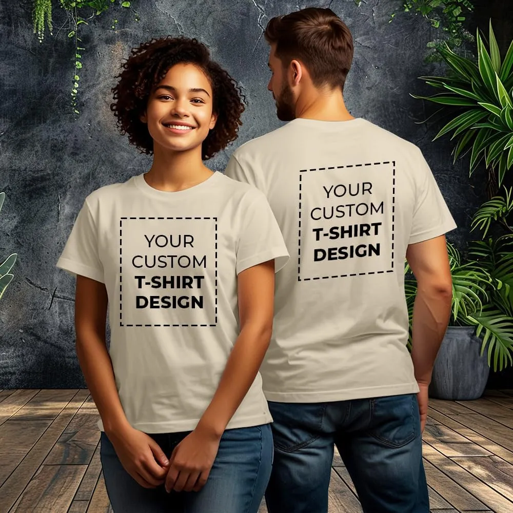 Custom Personalized Cotton T Shirt with Text Image Logo for Men Women Unisex Add Front Back Design Adult Gift T-Shirt