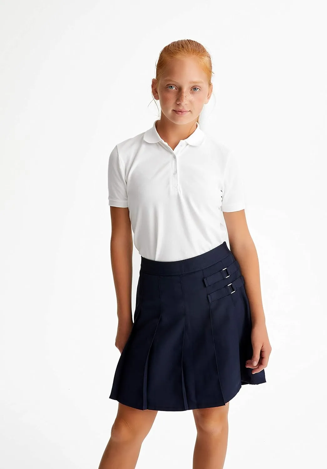 French Toast Girls' Short Sleeve Stretch Pique Polo-2 Pack