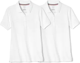 French Toast Girls' Short Sleeve Stretch Pique Polo-2 Pack