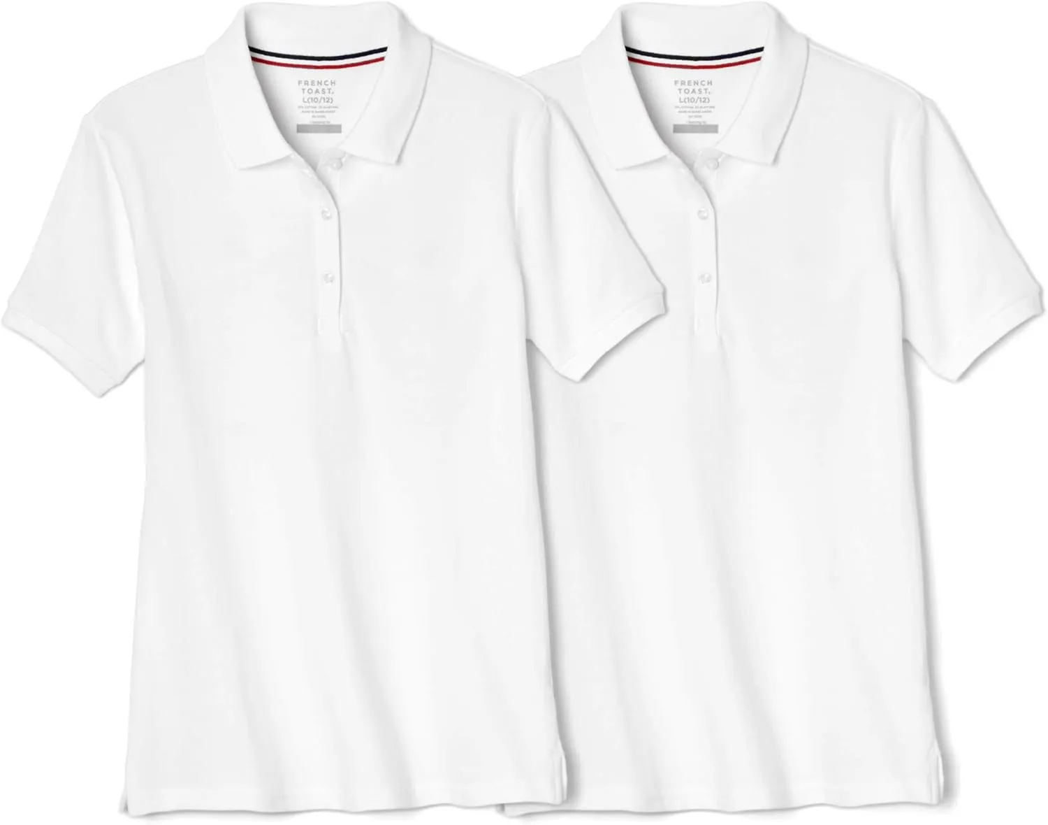 French Toast Girls' Short Sleeve Stretch Pique Polo-2 Pack
