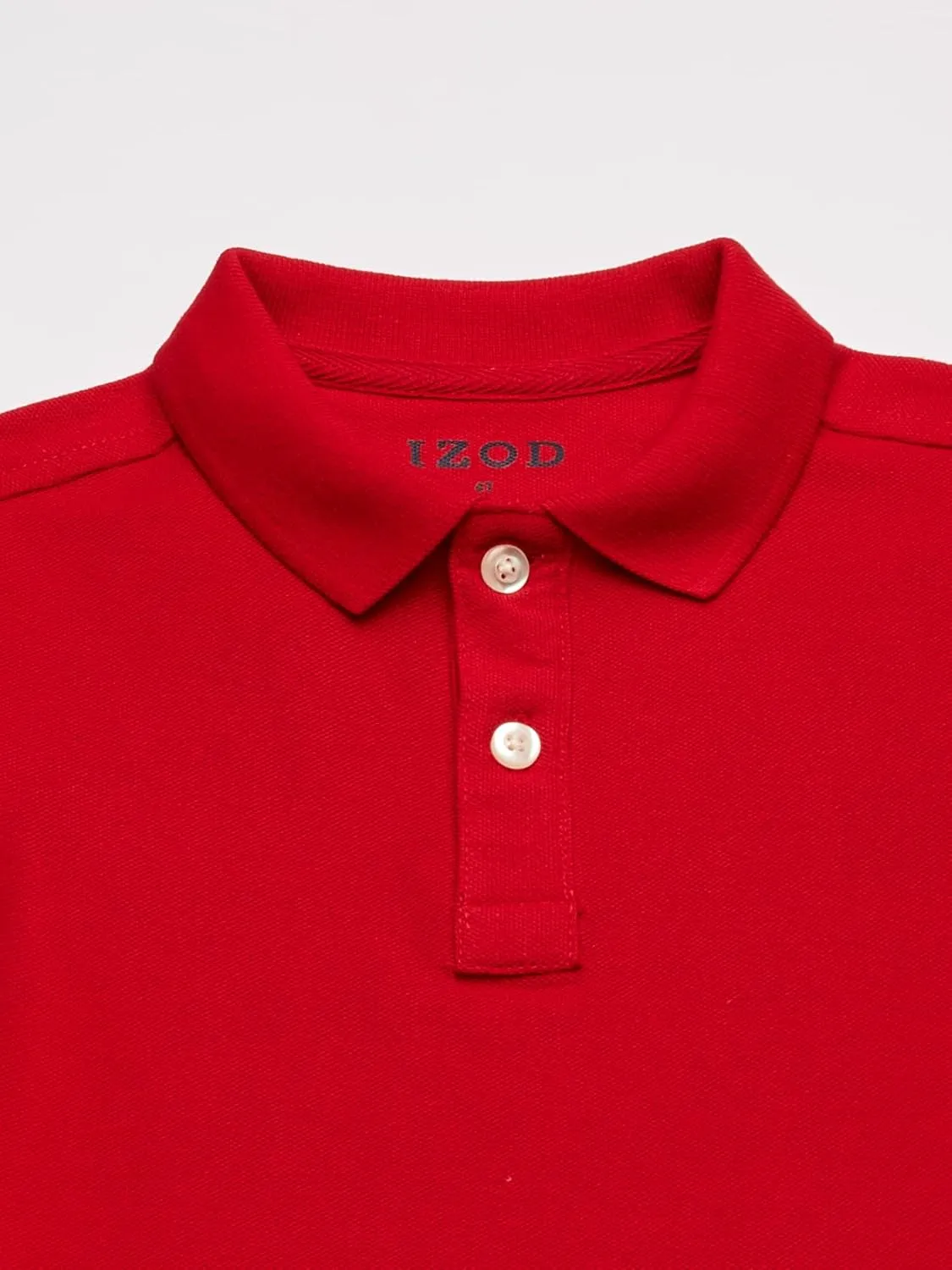 IZOD boys School Uniform Short Sleeve Polo Shirt, Button Closure, Comfortable & Soft Pique Fabric