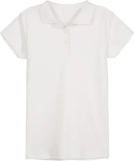 IZOD Girls' School Uniform Adaptive Short Sleeve Polo Shirt, Velcro Closure & Faux Buttons, Comfortable Interlock Fabric