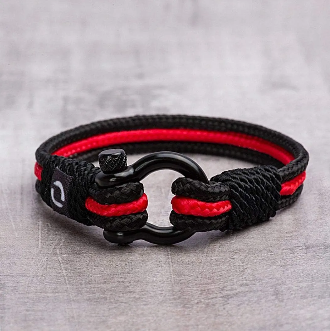 Mens Rope Bracelet - Stainless Steel Black Shackle, Extremely Durable and Scratch Resistant Waterproof Paracord, Handmade, Nautical Wristband for Men