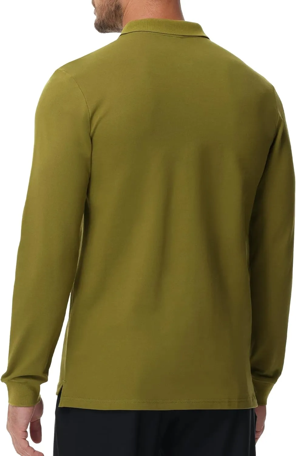 MIER Polo Shirts for Men Cotton Long Sleeve Golf Tennis Collared Shirt for Casual Work Travel, 3 Buttons, Ultra Soft