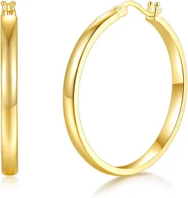MINDDHA 14/18K Gold Plated Hoop Earrings for Women, Hypoallergenic Hoops, Sterling Silver Post Lightweight Huggie Hoops - Durable Non Tarnish Gold Earrings, Sizes 20mm-30mm