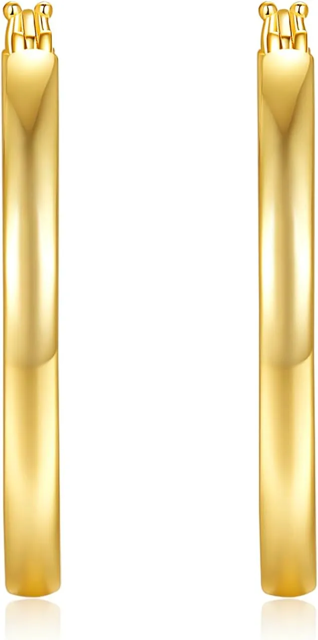 MINDDHA 14/18K Gold Plated Hoop Earrings for Women, Hypoallergenic Hoops, Sterling Silver Post Lightweight Huggie Hoops - Durable Non Tarnish Gold Earrings, Sizes 20mm-30mm