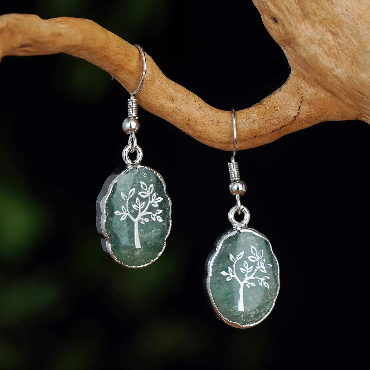 Natural Healing Stone Crystal Unique Design Dangle Earrings for Women