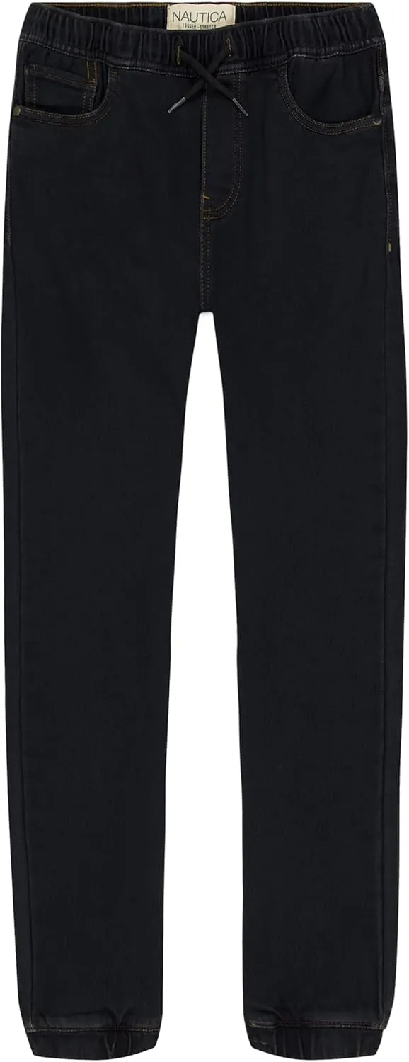 Nautica Boys' Pull-on Stretch Denim Jogger Jeans, 5-Pocket Style & Drawstring Closure