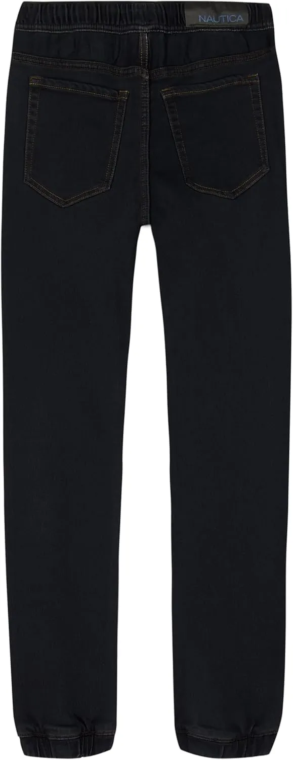 Nautica Boys' Pull-on Stretch Denim Jogger Jeans, 5-Pocket Style & Drawstring Closure