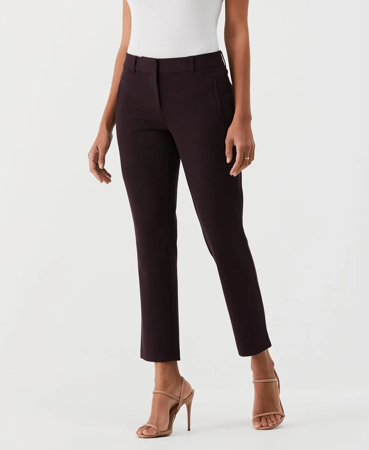 Rafaella Women's 28" Petite Stretch Ankle Pants with Slimming Waist Panel, Soft Gabardine Fabric, Straight Leg Classic Fit