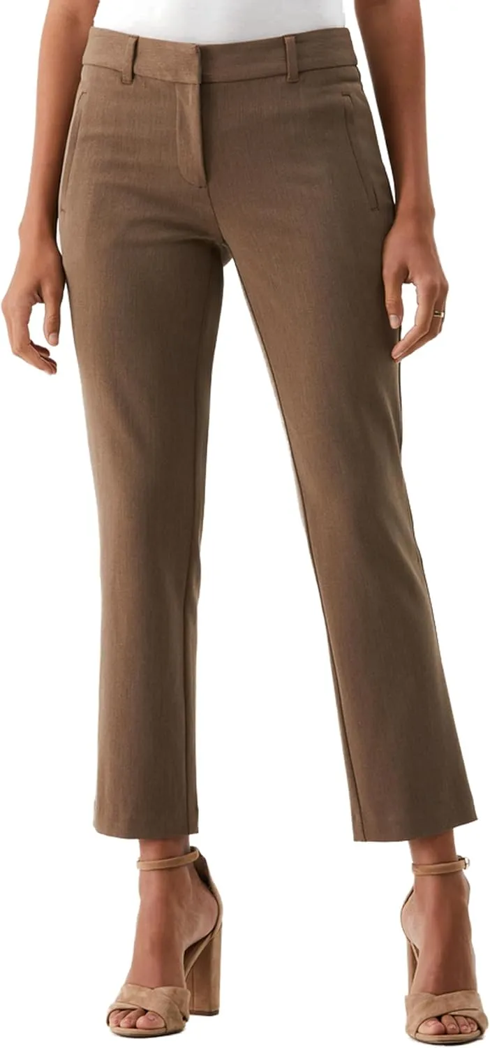 Rafaella Women's 28" Petite Stretch Ankle Pants with Slimming Waist Panel, Soft Gabardine Fabric, Straight Leg Classic Fit
