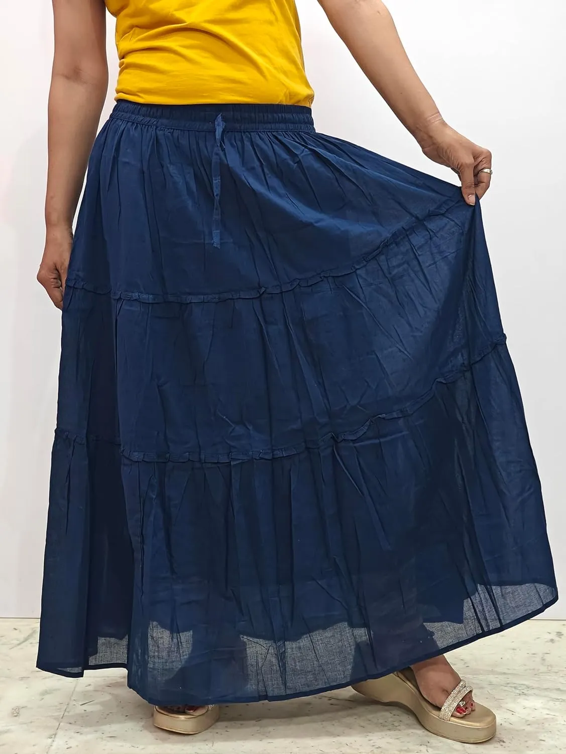 Rastogi Handicrafts Women's Boho Maxi Skirt, Paisley Floral Print, Geometric Pattern, Waist, Long Flowy Design