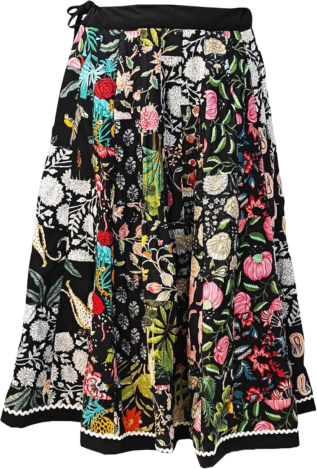 Rastogi Handicrafts Women's Boho Maxi Skirt, Paisley Floral Print, Geometric Pattern, Waist, Long Flowy Design