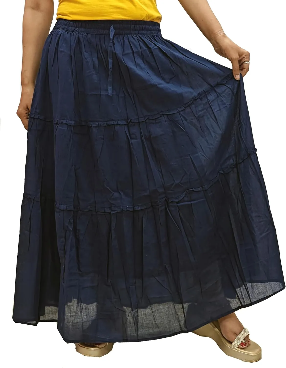 Rastogi Handicrafts Women's Boho Maxi Skirt, Paisley Floral Print, Geometric Pattern, Waist, Long Flowy Design