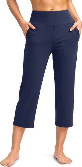 SANTINY Capri Pants for Women High Waisted Workout Yoga Capris Leggings Straight Leg Athletic Cropped Pants with Pockets SANTINY Capri Pants for Women High Waisted Workout Yoga Capris Leggings Straight Leg Athletic Cropped Pants with Pockets