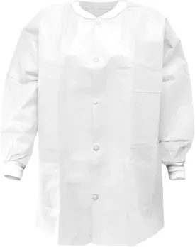 SunLite Ultra 3800 Series Premium Disposable Lab Jackets, Pockets, Knit Collar & Cuffs, Hip Length, 10 Pack