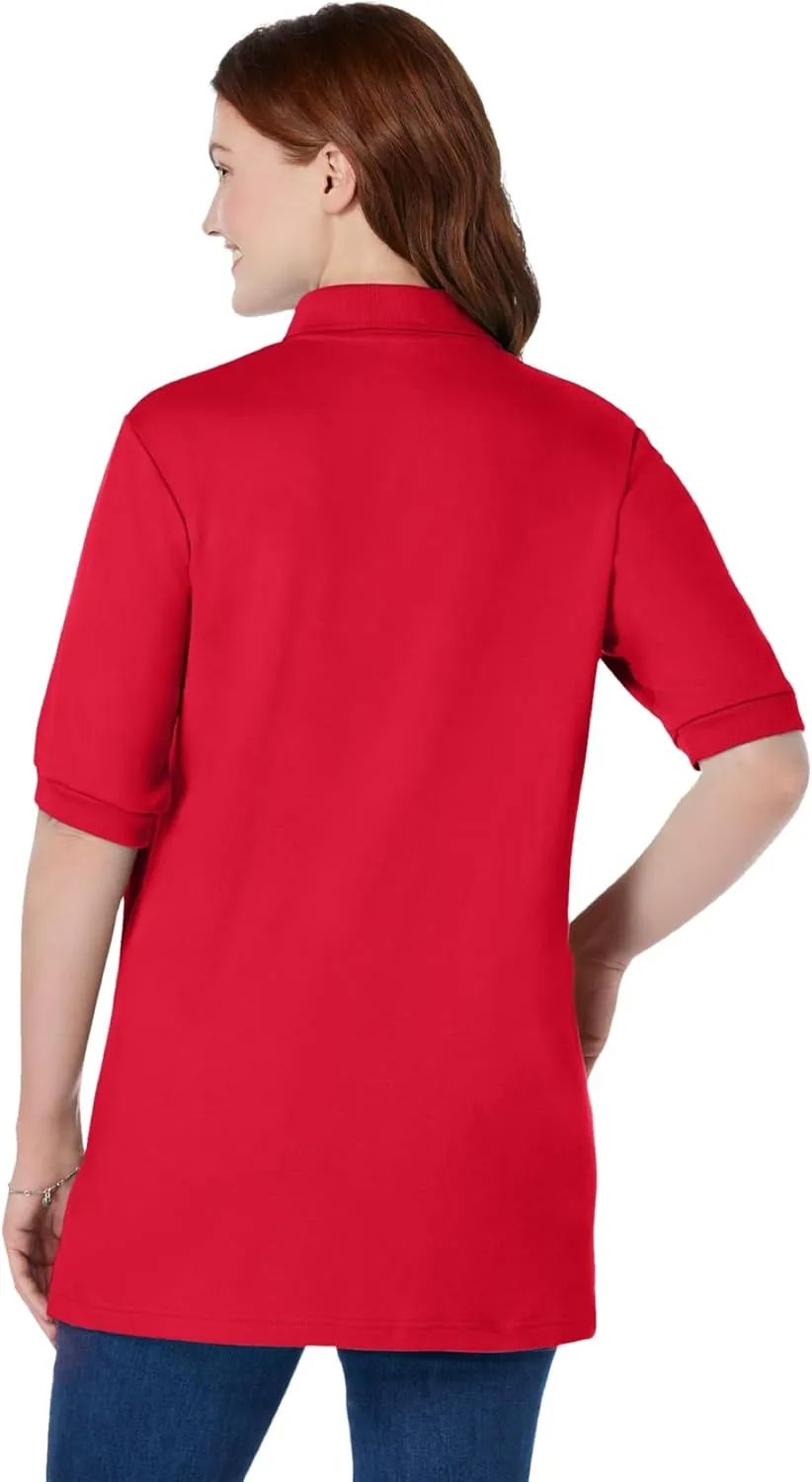 Woman Within Plus Size Elbow-Sleeve Polo Tunic