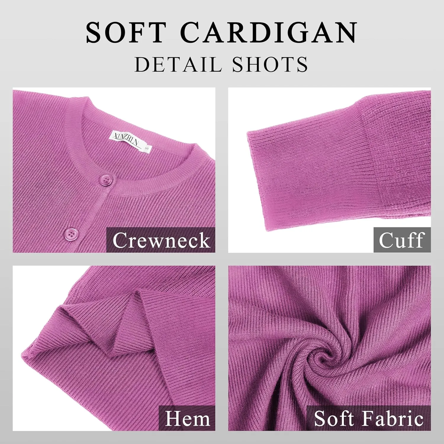 Women's Crew Neck Cardigan Button Down Long Sleeve Soft Knit Sweater Top Outwear Coat